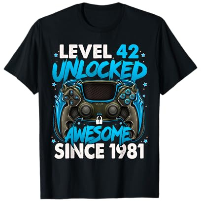 Level 42 Unlocked Awesome Since 1981 42nd Birthday Gaming T-Shirt