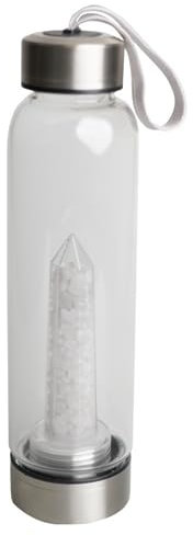 Crystal Drinking Flask Quartz Fragmented Crystals 500ML. Crystal Water Bottle with Quartz Crystal. A Glass Bottle Crystal Water Bottle, Stunning as Crystal Gifts. (Stainless Steel)