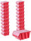 KADAX Lot de 20 boîtes de rangement empilables avec couvercle, en plastique PP, différentes tailles et couleurs, boîtes de rangement avec rabat pour mur d'outils (rouge, 195 x 120 mm) K6543