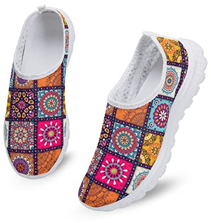 Jndtueit Marokkanische Trellis Athletische Krankenschwester Schuhe Casual Soft Loafers, Mandala Gitter Wasser Schuhe für Strand oder Wasser Trainer
