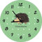 Shirtinstyle Kinderzimmeruhr mit Tiermotiv Igel mit Wunschnamen Geschenk Uhr Kinder Handmade Wanduhr Wunschtext Name, 29cm, Farbe Pastellgruen