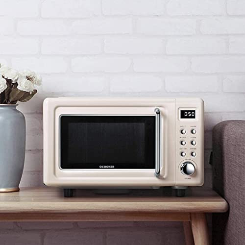 Horno de microondas retro para encimera, horno de microondas pequeño de 700 W, 18 L, mini horno de microondas para dormitorio, forro de nanolayer (color: blanco) (blanco) estético y práctico