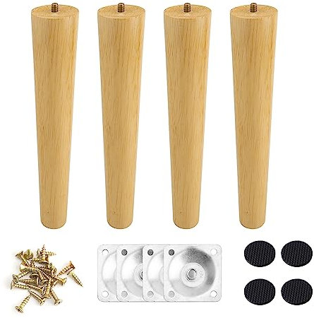 YKUKIZEE 4pcs 30cm Long Wood Furniture Legs Replacement, Round Tapered Sofa Legs, Wooden Table Legs for DIY Chairs Armchair Cabinet