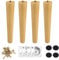 YKUKIZEE 4pcs 30cm Long Wood Furniture Legs Replacement, Round Tapered Sofa Legs, Wooden Table Legs for DIY Chairs Armchair Cabinet