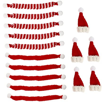 CORHAD 15stücke Mini Weihnachtsmützen Und Schals Teiliges Kreative Weihnachtsdeko Für Weinflaschen Tisch Und Figuren Gemütliche Wollmütze Mit Festlicher Atmosphäre Für Und