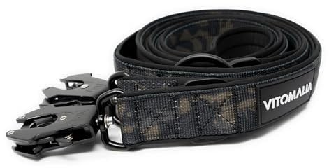 VITOMALIA® K9 2,2m verstellbare Hundeleine für Hund, dreifach verstellbar Leine, mit Neopren Innenfütterung und robustem Froschkarabiner für große Hunde (Camouflage, 2cm/Breit - 2,2m Lang)