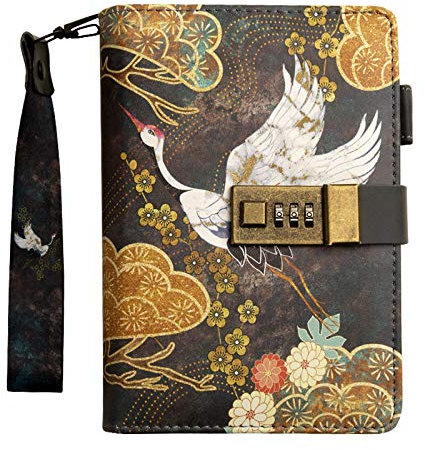 Yakri TPN072 Tagebuch im chinesischen Stil, A6, mit Schloss, Passwort, Bücher, Federbinder, Notizbuch (ohne Stift)