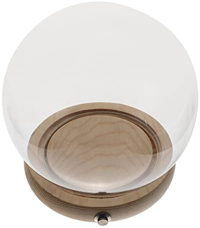 Garneck 1 Set Hand-made Glass Cover Clear Flower Vase Wooden Roses Mini Globe Clear Glass Plant Terrarium Tabletop Display Case Bell Jar Cloche Display Dome Glass Dome Cake