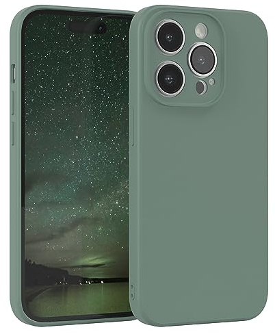 EAZY CASE - Silikonhülle für iPhone 14 Pro Hülle Silikon Case Dunkelgrün weich stoßfeste Handyhülle Schutzhülle mit Kameraschutz Dünn Premium Schutz Cover TPU Phone Bumper in Mitternacht Grün Matt