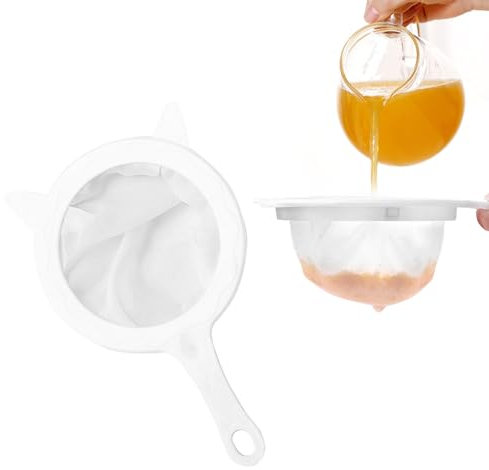 Roontin Plastic Sieve - 100 Mesh Fine Nylon Kitchen Strainer with Non-Slip Handle for Cooking Oil, Juice, Milk, Soy Milk, Wine, Coffee Filtering