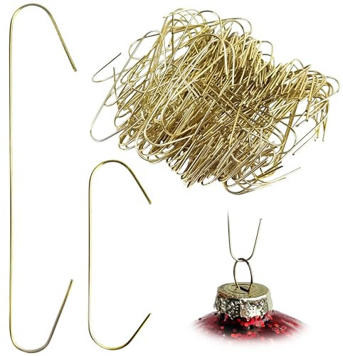 300x Weihnachtskugeln aufhänger - Schnellaufhänger (150x groß/150x klein) - Kugelaufhänger für Christbaumkugeln - Kugelhalter für Weihnachtsbaum Doppelhaken Deko-Anhänger - Goldene Haken