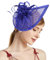 Coolwife Fascinator für Damen, mit Perlen, künstlicher Sinamay-Hut, Feder, Pillbox, Derby, Teeparty, Kirchenhut, ZA Königsblau, Einheitsgröße