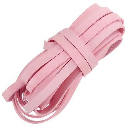 QUARKZMAN Corda Piatta in Pelle, 5,5 Iarde 8mm Strisce di Corda in Pelle per Creazioni Fai da Te Braccialetti Tracolle Borse, Rosa