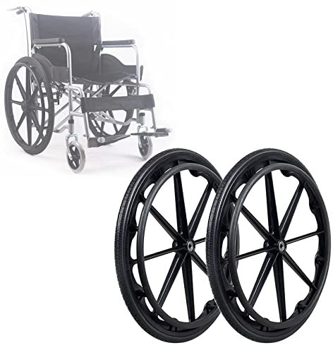 Set mit 2 Rollstuhlrädern, 20, 22, 24 Zoll, massiver Polyurethan-Reifen, Rollstuhl-Ersatzräder mit Lagern und Greifreifen, integral geformtes Rad für alle Arten von Rollstühlen (Größe: 20 Zo