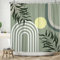 ASDCXZ Boho Duschvorhang 180x200 cm, Modern Abstrakt Boho Style Grün Blätter Gelb Sonne Salbei Grün Bad Waschbar Duschvorhänge Polyester Textil Wasserdicht Badevorhang für Badewanne mit 12 Haken