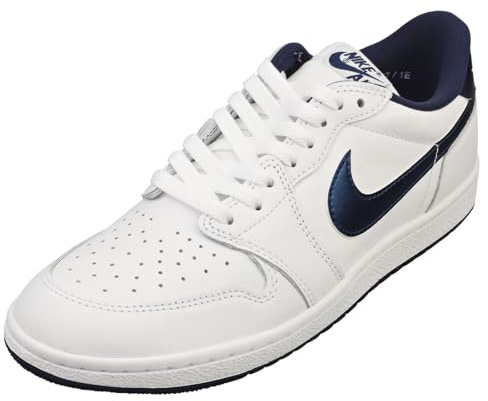 Nike Herren Air Jordan 1 Low Sneaker, Weiß/Marineblau, 9