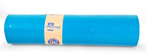 Inoverse 200 pièces (20 rouleaux) sacs poubelles 240 litres, sacs poubelles indéchirables, sacs poubelles, sacs poubelles bleus 100x125 cm, sacs poubelles en LDPE recyclé