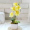 HpLive Orchids Artificial in Pots, Artificial Flowers in Pot, Simulated Flower, 5 Heads Phalaenopsis, Small Bonsai for Wedding, Party, Table Toppers, Flower Arrangement, Home, Kitchen Decor (Yellow)