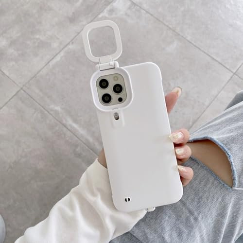 ADKOT For iphone 12 pro 12 promax Selfie Ring Flash Light Portable Flash Camera Phone Case Cover Flashlight,White,For iphone 12