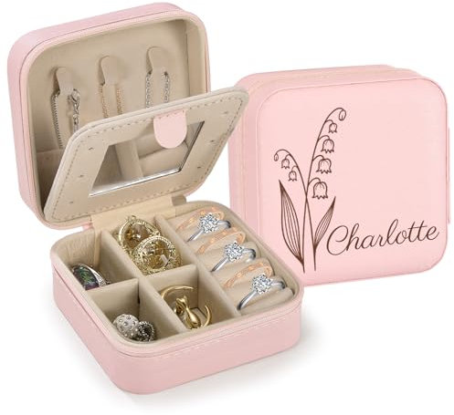 WASHNN Damen-Schmuckkästchen, Reise-Schmuckkästchen, kleine Schmuckaufbewahrungsbox, Reise-Mini-Schmuckkästchen für Ringe, Ohrringe, Armbänder, Halsketten, geeignet für Damen, Ehefrauen, Mütter
