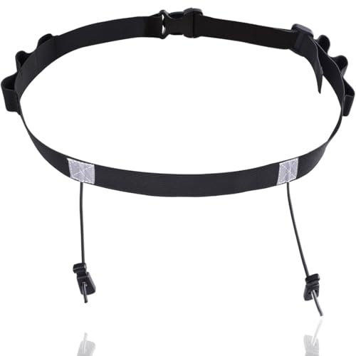 Triathlon Startnummernband, Laufgürtel mit Nummernhalter, Ring Running Belt, Bauchtasche Gürteltasche für Radfahren, Triathlon, Marathon, Laufen, Schwarz