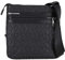 Armani Exchange Men's Double Pocket Embossed Monogram Texture Crossbody, Black