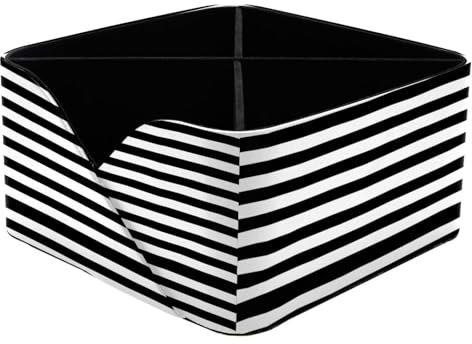 PVC Leather Valet Tray for Men Women, White Black Stripe Stackable Jewelry Organizer Trays for Drawers Inserts, Nightstand Caddy Tray for Key, Coin, Phone, Bedside Desk-top Storage Tray