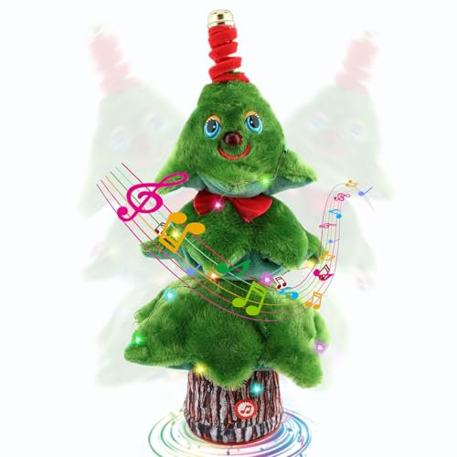 Nircho Singender und Tanzender Weihnachtsbaum, 14.5 Aufnehmen Lernen zu Sprechen Weihnachtsbaum Plüsch, Plüschpuppe Tanzen Elektrisches mit Musik und Lichtern(Akku-Typ), Kinder