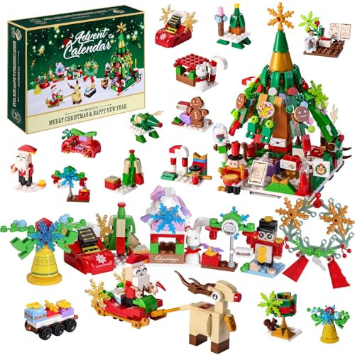 Adventskalender 2025 Blöcke, Weihnachts-Adventskalender für Erwachsene Kinder Weihnachts 24 Tage Kalender Countdown 12 in 1 Adventspuzzle in 24 Boxen