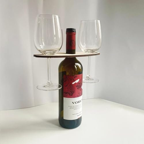 Supporto per bottiglie di vino e vetro, realizzato a mano in legno antico per vino per due bicchieri e bottiglia, scaffale tradizionale fatto a mano