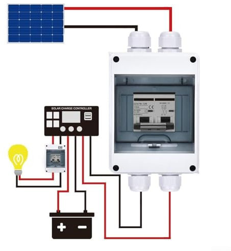 Disjoncteur solaire, interrupteur isolateur solaire DC 1000 V, disjoncteur photovoltaïque, boîte de distribution étanche IP65, interrupteur d'isolation PV pour système solaire (20 A)