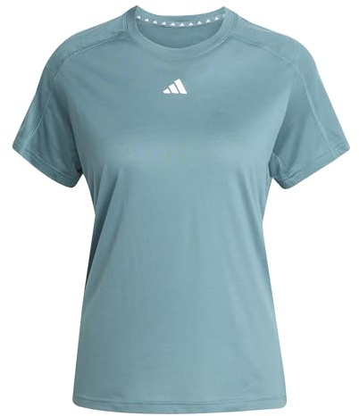 adidas Damen AEROREADY Train Essentials Minimal Branding Crewneck Tee, preloved Teal/White, L