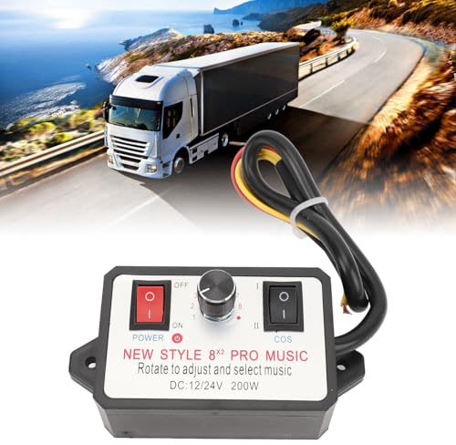 Autohupen Controller, Elektrische Hupen Controller, ABS mit 16 Soundeffekten, Hupen Sound Controller für Motorräder Autos