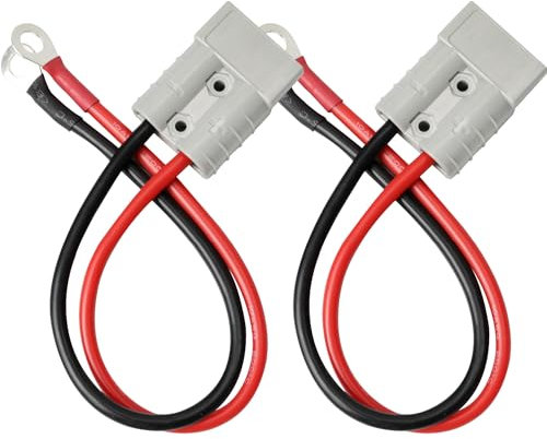 Editbar 2 Stück Batterieanschluss 50A 600V Stecker mit 10AWG O-Ring-Batterieanschlusskabel Kabel Ladestecker 30cm,Anderson Gabelstapler Ladegerät Anschluss,Geeignet für Wohnwagen,Boote,Gabelstapler