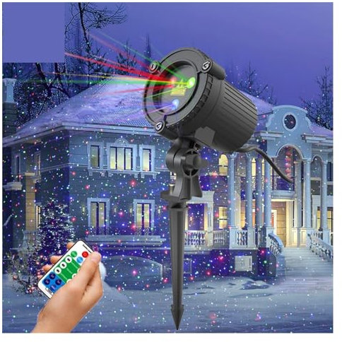Projector Light,Halloween Holographic Projector Moving Static Red Green Blue Dots Star Christmas Light Projector Outdoor Garden Waterproof Holiday Xmas Tree Lights for Halloween Xmas Holiday Landscape