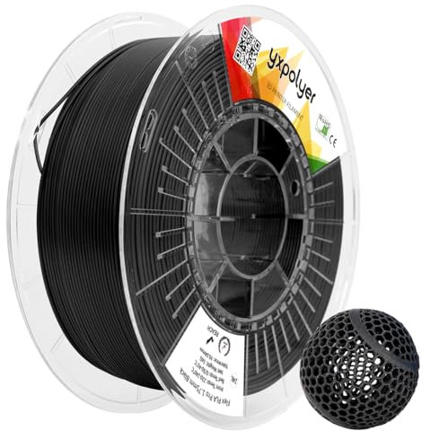 YXPOLYER Flexibles PLA Pro 3D-Drucker-Filament für luftlose Basketbälle, leichtes und hochelastisches Soft-PLA, 1,75 mm, 1 kg mit wiederverwendbarer PC-Spule (Schwarzes)