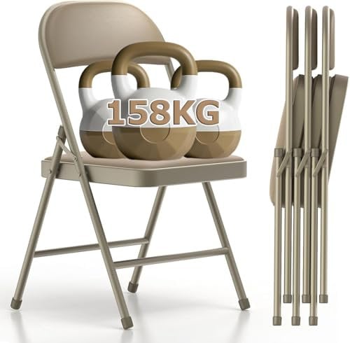 Asdsed Klappstuhl 4er Set, Klappstühle Gepolstert, Klappstuhl bis 158KG Gepolstert mit Starker Stahlrahmen, Faltbarer Klappstühle Platzsparender Schreibtischstuhl für Haus Büro Garten Balkon Party