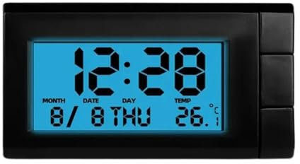 2-in-1 Auto Armaturenbrett Digitaluhr Temperatur Uhr Automobil Kalender Leuchtende Uhr Kleine Automobiluhr Mini Digitaluhr für Auto Armaturenbrett Lüftungsschlitz für Büro Zuhause Schreibtisch (Blau)