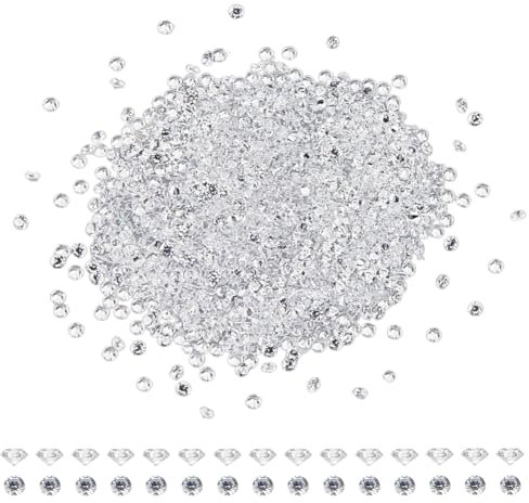 HOBBIESAY 1000 Stück Klare Zirkonia Runde CZ Steine Facettiert Spitze Rückseite Cabochons Kleiner Loser Diamant Synthetischer Edelstein Für Nagelkunst Basteln Schmuckherstellung 1mm