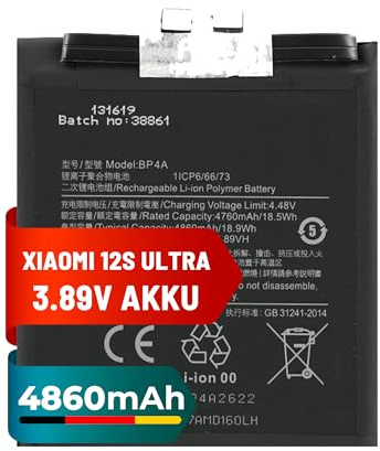 Mpsmobile® Akku für Xiaomi 12S Ultra | 4760mAh | Original Ersatzbatterie