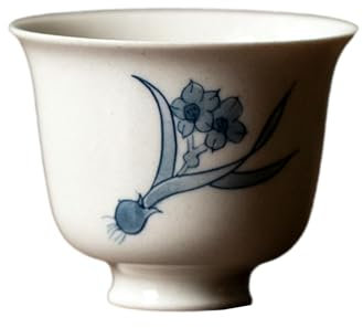 Tazza da tè in stile cinese Magnolia, 40 ml, tazza da tè antica in ceramica bianca - Orchidea