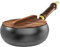 Padella a mano in ferro non rivestito con coperchio in legno, pentola grande forgiata, padella antiaderente, diametro 24/28 cm, recipiente da cucina versatile per cuocere a fuoco lento e friggere ad