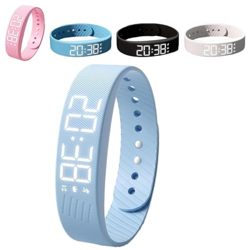 Fitsleeps Silent Vibration Wake Up Wristband,Silent Vibration Wake-Up Wristband for Deep Sleepers,Comfort Rechargeable Wearable Alarms Clock,7 Days' Battery, Ip65 Waterproof (Blue)