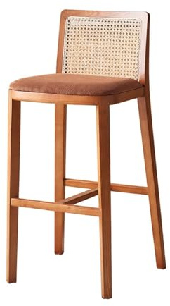 L3s9mPzVb4 Kneipen-Barhocker Rattan Barhocker Zurück Hochstuhl Bar Restaurant Massivholz Gepolsterte Kissen