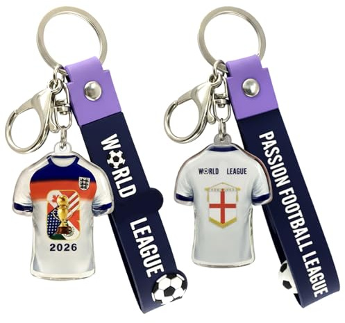YUNLIJIA World Cup Football 2026 Keychain Double Sided Printing On Acrylic england Drive Safe Keyring For Men Women Fans Friend Colleague Birthday Decoration Gifts Souvenir Car Keys Accessories