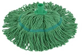 Hygiemix Socket Mop Head, Green, 200g, T1D Screw Fit, Colour Coded Stayflat Loop End, Absorbent Recycled Cotton