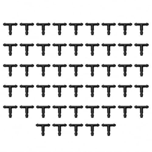 50 unidades de 4/7 mm de riego en T Conector de manguera | Sistema de riego de PVC para manguera de riego, manguera de jardín, micro riego por goteo