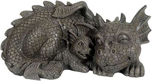 MC Gartenfigur Gartendrache - Modell Mutterliebe - Fantasy Figur Deko Drache Garten