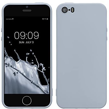 kwmobile Case Compatible with Apple iPhone SE (1.Gen 2016) / iPhone 5 / iPhone 5S Case - Soft Slim Protective TPU Silicone Cover - Light Blue Matte