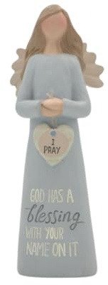 Feather & Grace Hand Painted Resin Decorative Figurine - God Has A Blessing With Your Name
